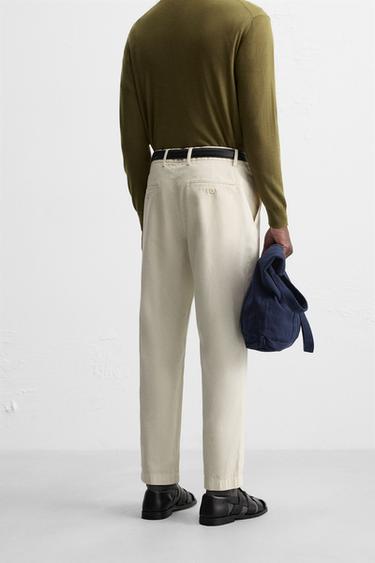 TWILL CHINO TROUSERS - Oyster-white by Zara - Image 2