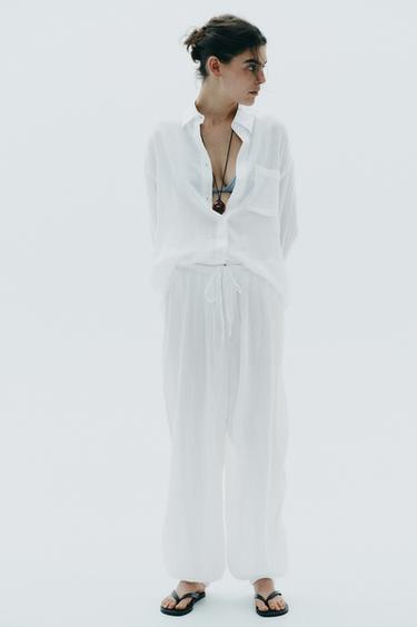 FLOWING BALLOON TROUSERS - White by Zara - Image 0