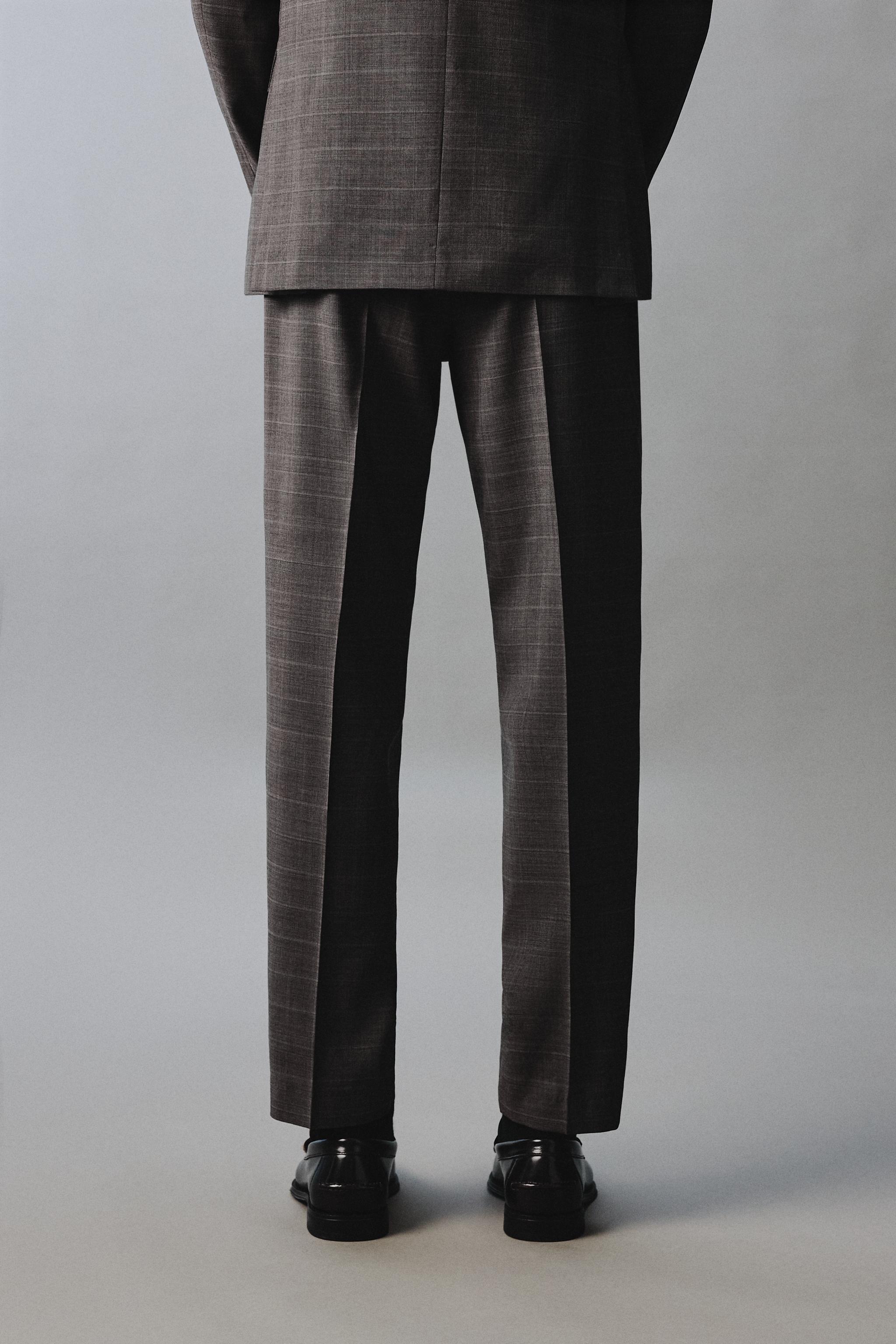 PANTALON DE COSTUME À CARREAUX 100 % LAINE