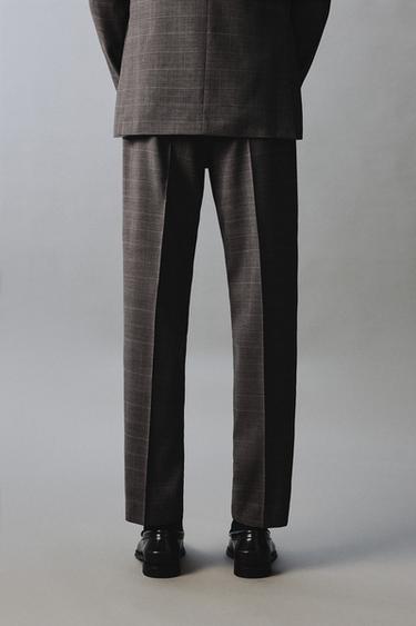 PANTALON DE COSTUME À CARREAUX 100 % LAINE - Marron de Zara - Image 2