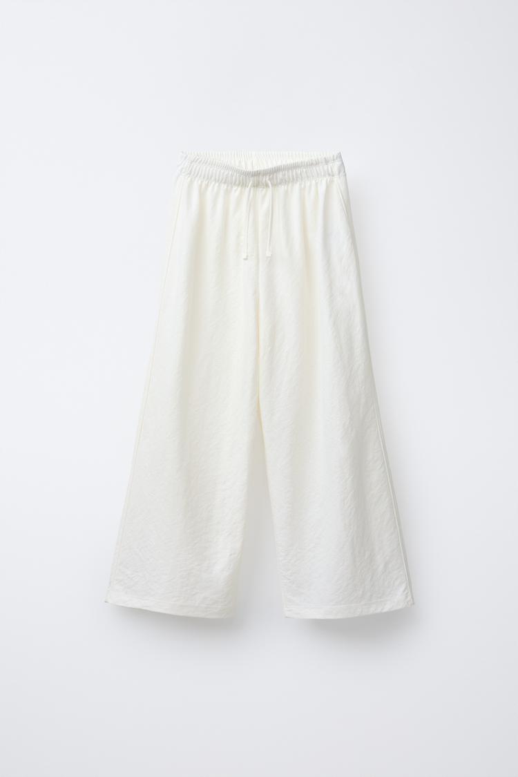 Pantalon Large Fluide Zara Blanc PANTALON FLUIDE À JAMBES LARGES