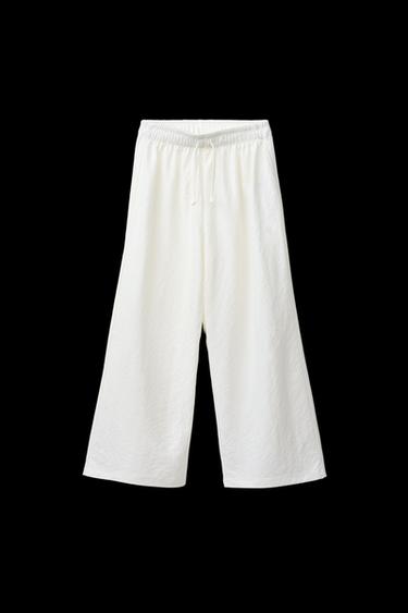 PANTALÓN WIDE LEG FLUIDO - Crudo de Zara - Imagen 0