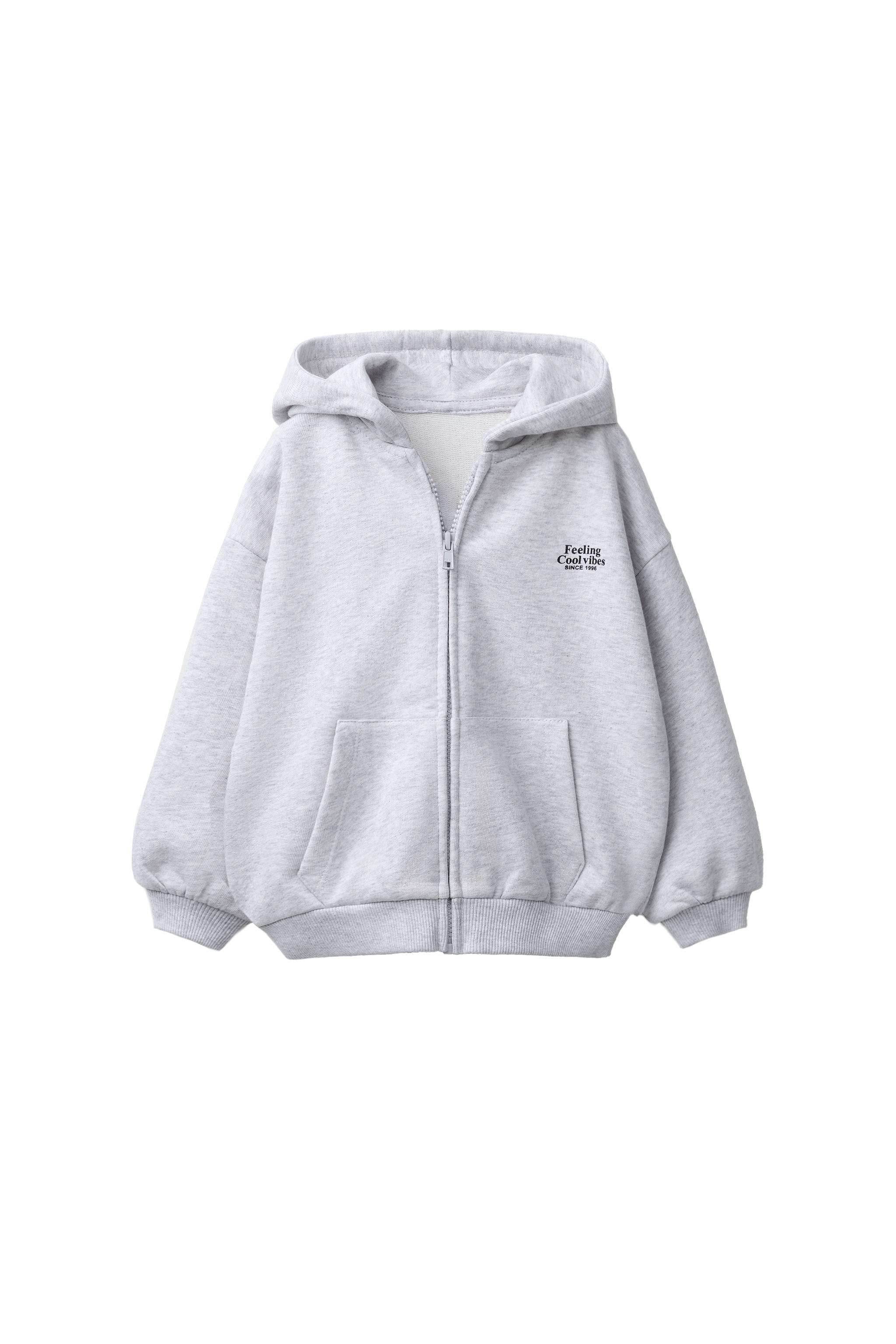ZIP-UP SLOGAN HOODIE - Grey marl | ZARA South Africa