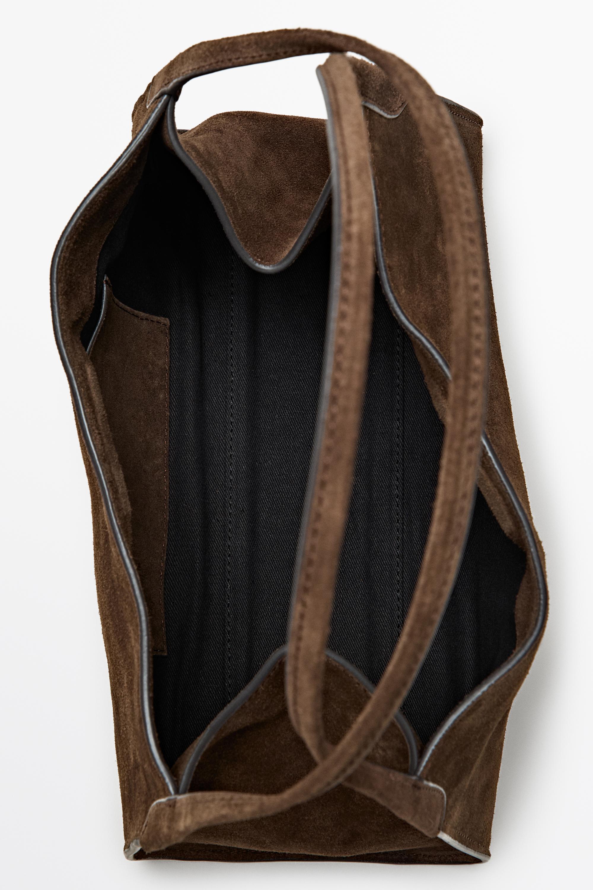 Mini sac cartable en croûte de cuir