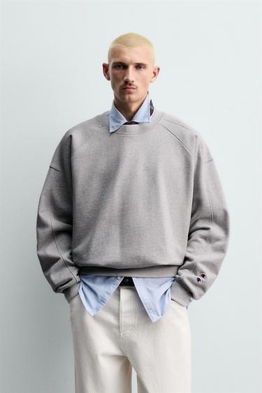 CHAMPION ® X ZARA PATCH CREW NECK SWEATSHIRT - Grey marl by Zara - Image 1