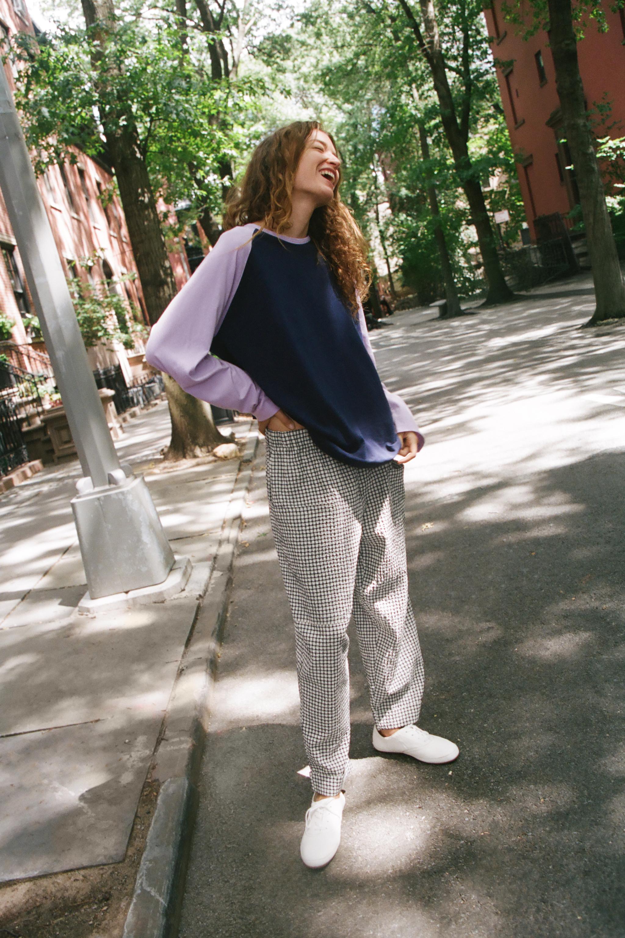 Женские брюки Zara PLAID ELASTIC WAIST TROUSERS — фото 4