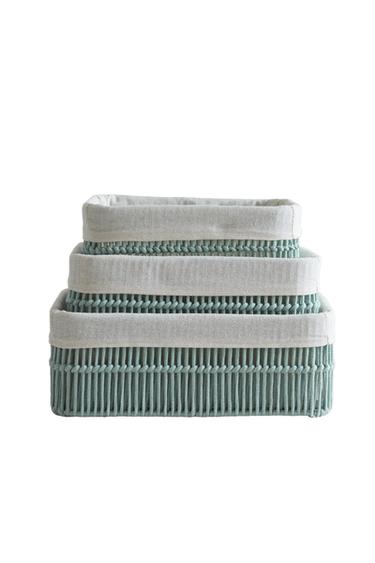 CORBEILLE RECTANGULAIRE DOUBLURE COTON - Vert d'eau de Zara