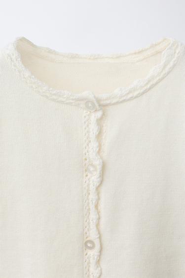 KNIT CARDIGAN WITH OPENWORK DETAILS - Ecru by Zara - Image 2