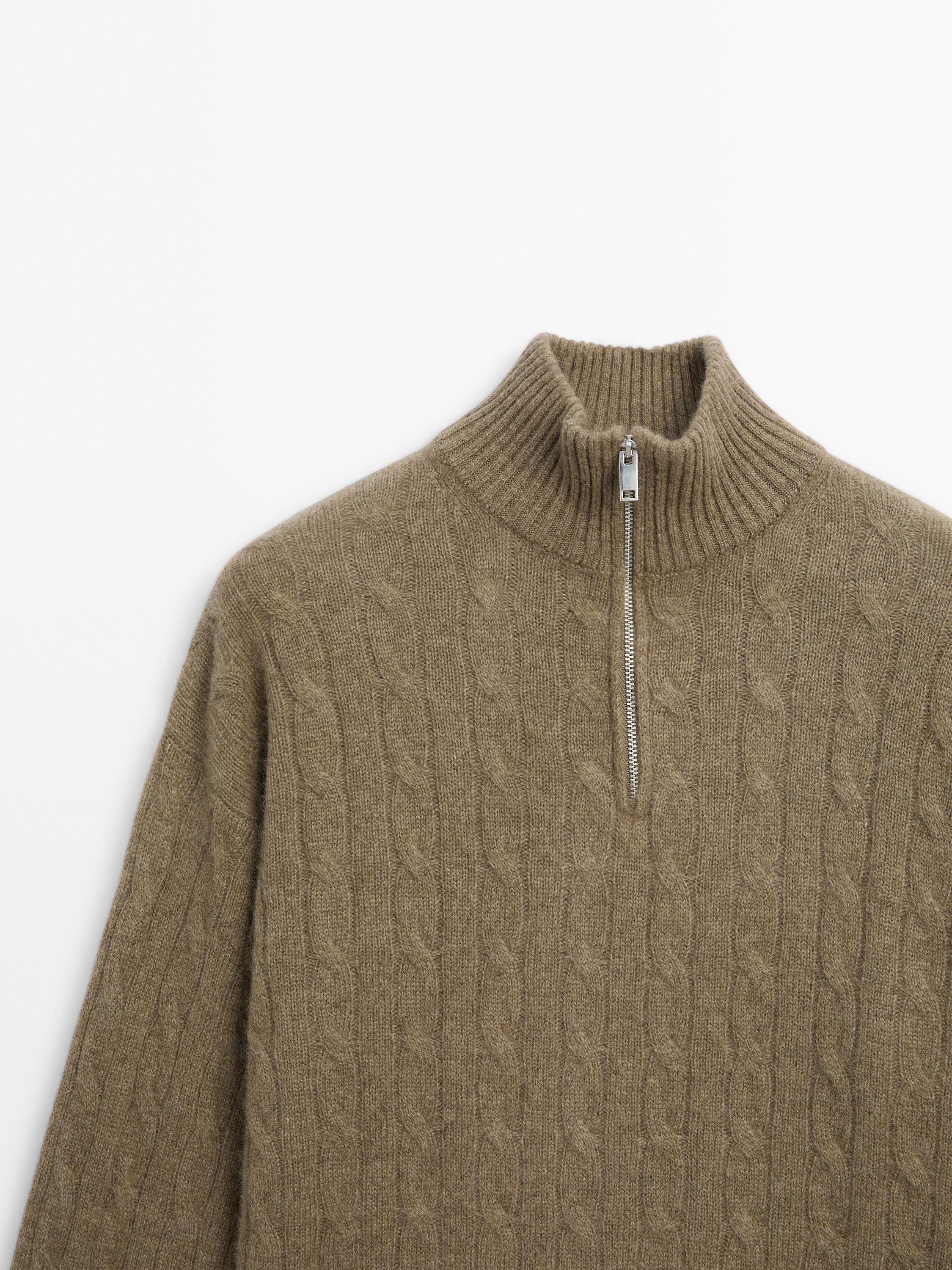 100% cashmere high neck sweater with zip