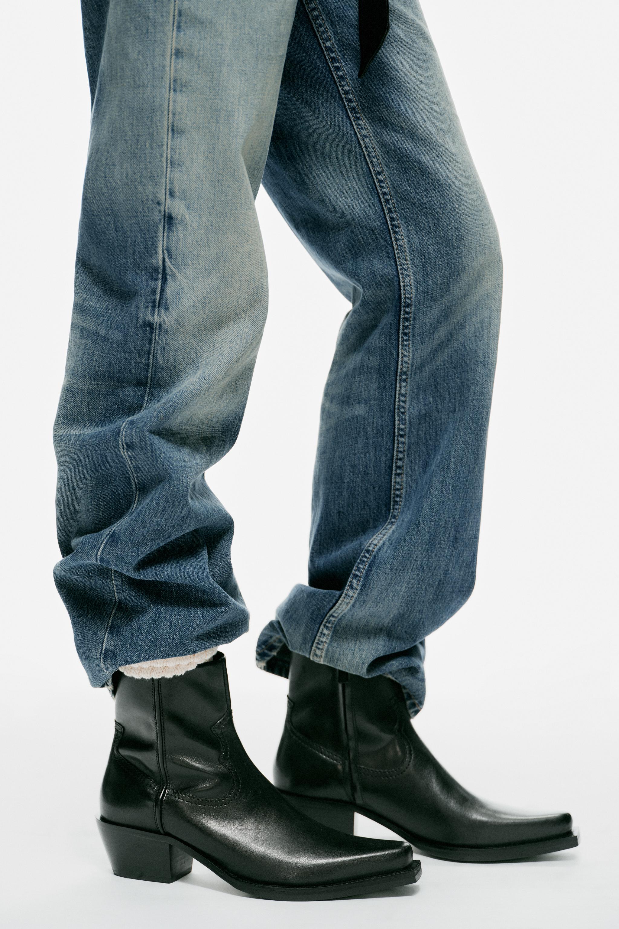 LEATHER COWBOY HEEL BOOTS