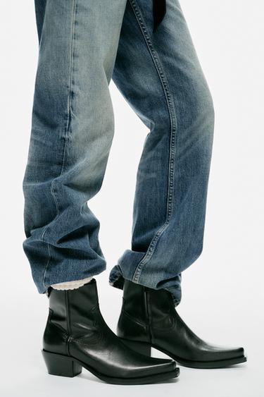 LEATHER COWBOY HEEL BOOTS — Black 2