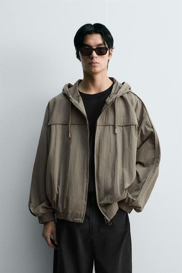 Zara 寬鬆版科技外套 - 卡其色