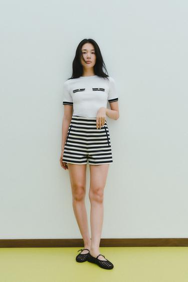 コントラストトリムTシャツホワイト0ZaraのコントラストトリムTシャツ - ホワイト - 画像 0
