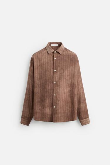CHEMISE À RAYURES EFFET DÉLAVÉ - Marron de Zara - Image 6