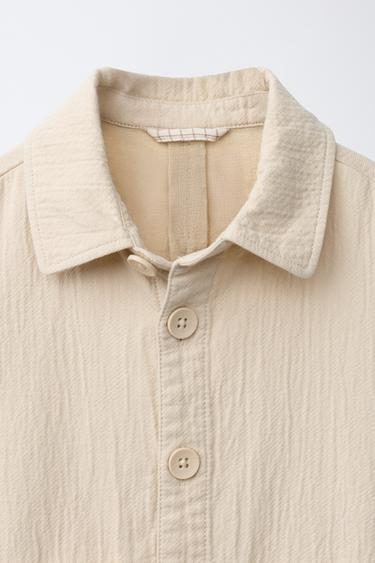 SURCHEMISE TEXTURÉE EN COTON ET LIN - Écru de Zara - Image 2