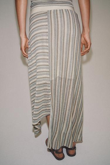 JUPE ASYMÉTRIQUE À RAYURES - Bleu de Zara - Image 2