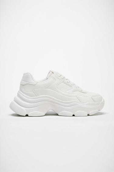 Zara CHUNKY PLATFORM SNEAKERS - White