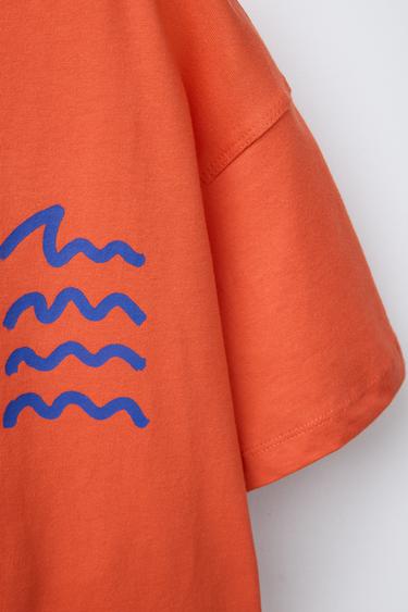 WAVES PRINT T-SHIRT - Orange by Zara - Image 2