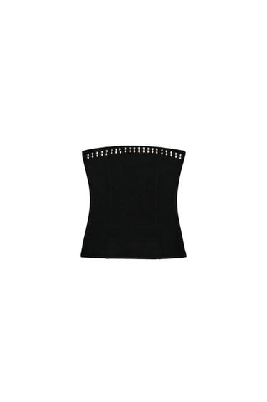 Zara STUDDED STRETCH BANDEAU TOP - Black