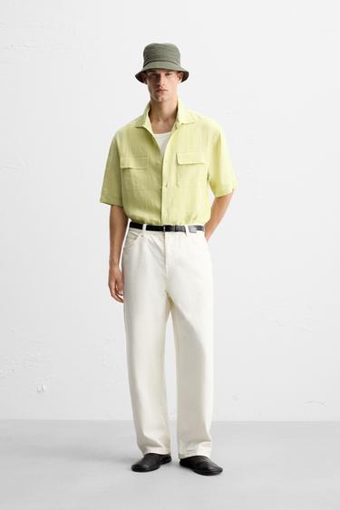 100% LINEN SHIRT WITH POCKETS - Lime by Zara - Image 0