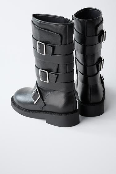 BUCKLED LEATHER BOOTS - Black by Zara - Image 5