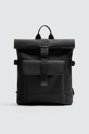 MOCHILA ENGOMADA SOLAPA - Negro de Zara