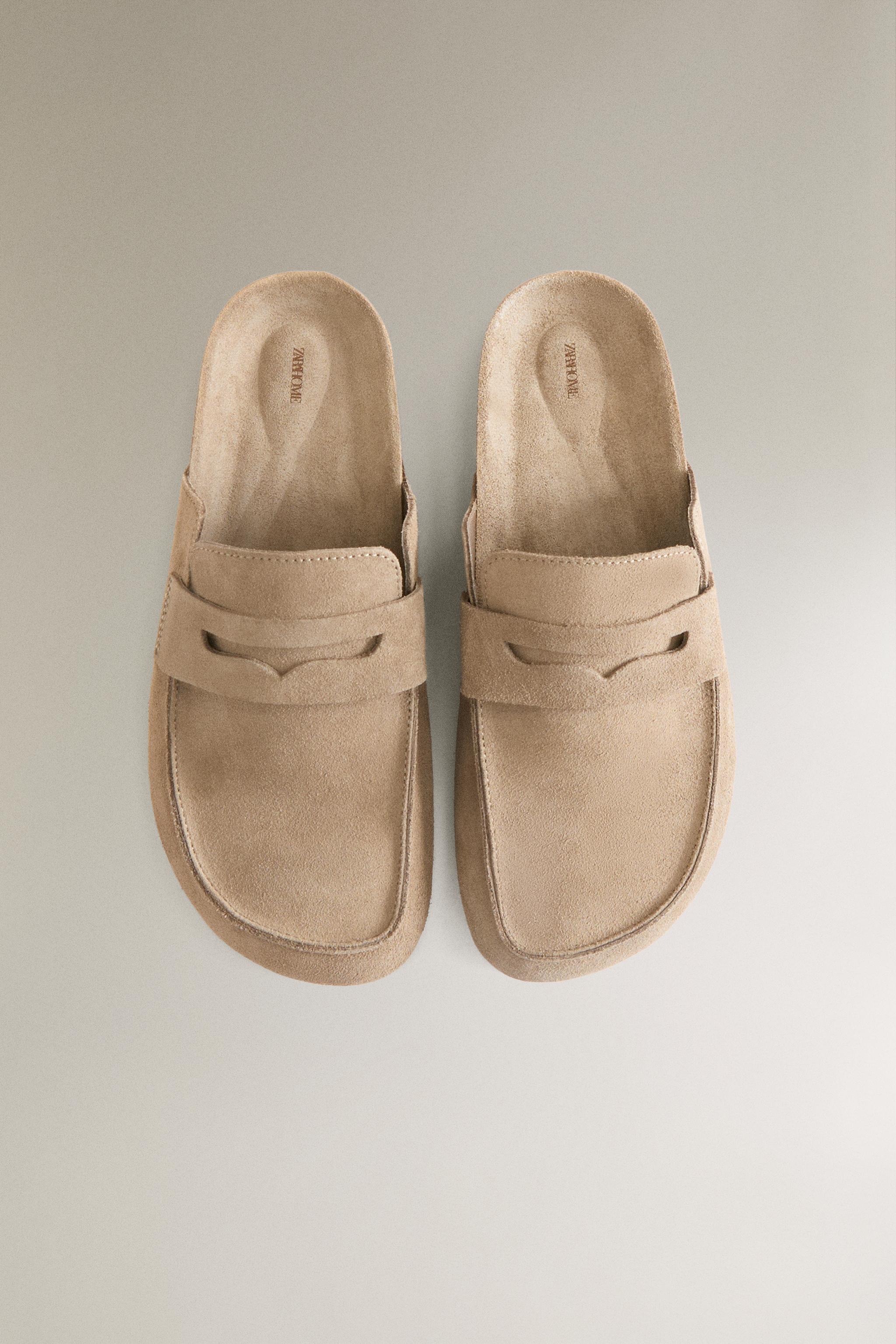LEATHER MULE CLOG SLIPPERS WITH EYE MASK DETAIL