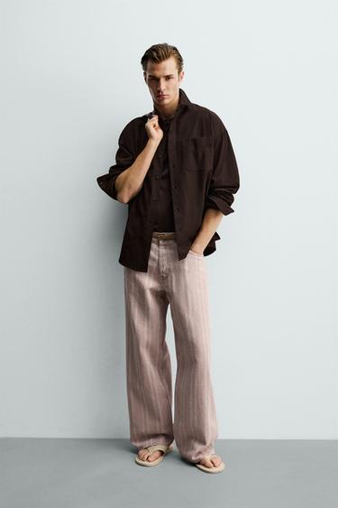 جينز RELAXED FIT مخطط - وردي الخاص بـ Zara - صورة 0