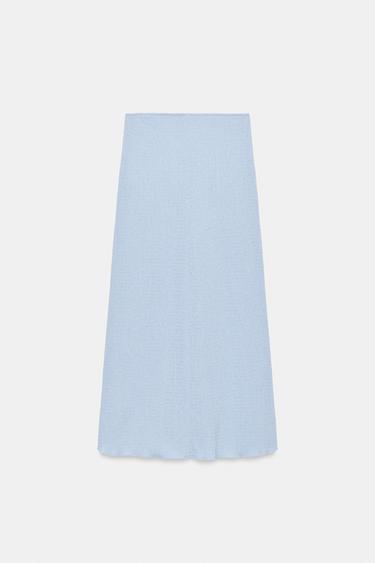 JUPE MI-LONGUE TEXTURÉE - Bleu clair de Zara - Image 7