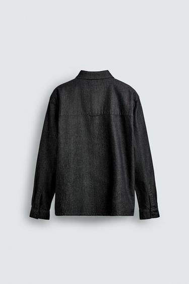 CHEMISE EN DENIM LAVÉ - Noir de Zara - Image 6