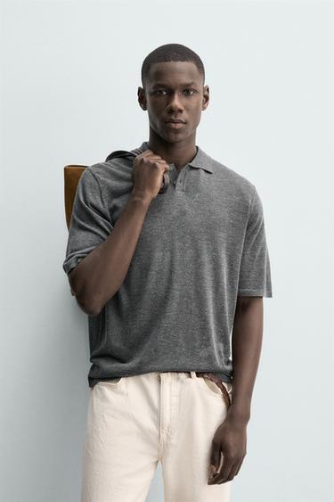 POLO RAJUT RELAXED FIT - Abu-abu dari Zara