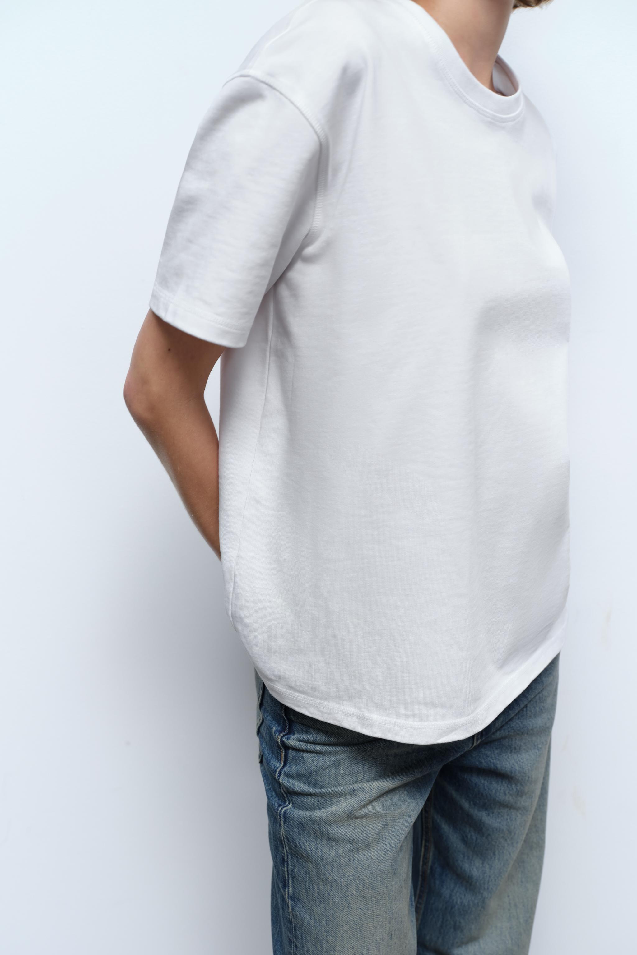 HEAVY-WEIGHT コットン Tシャツ - ホワイト | ZARA Japan / 日本