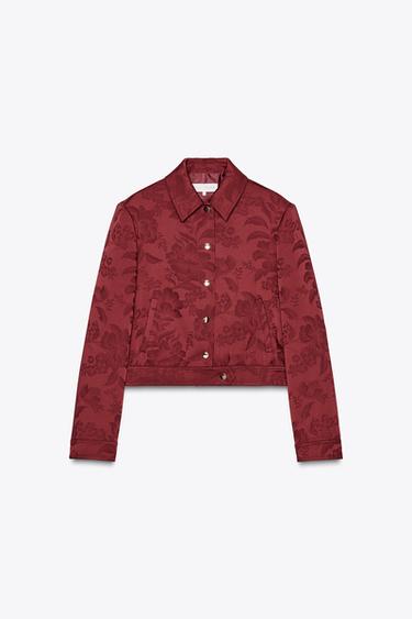 JACQUARD BOMBER JACKET - Burgundy by Zara - Image 0