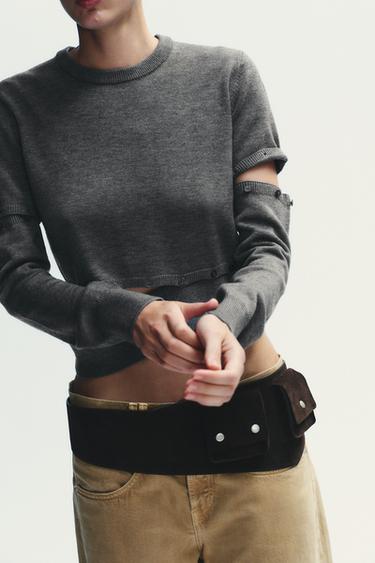 PULL AMOVIBLE EN MAILLE AVEC BOUTONS - Gris de Zara - Image 2