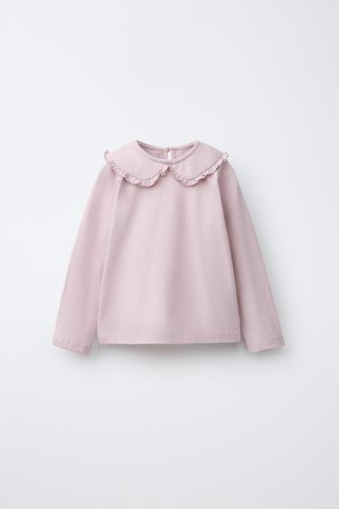 Zara PETER PAN COLLAR TOP - Pink