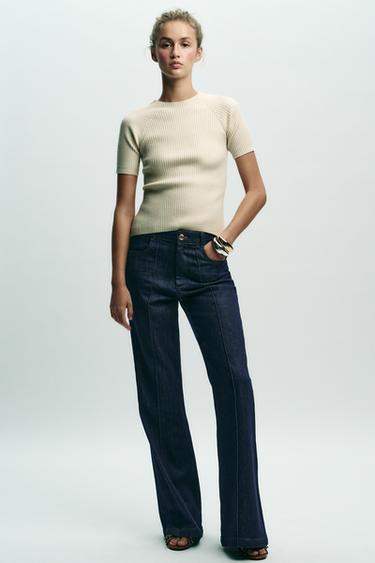 RIBBED KNIT TOP WITH BOW - Beige by Zara - Image 0