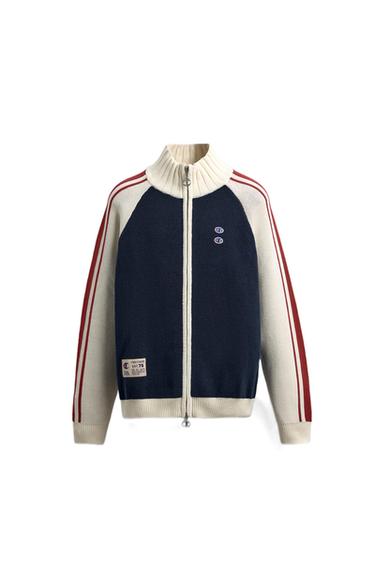 Zara CHAMPION ® X ZARA COLOR BLOCK STRIPE CARDIGAN - Navy blue