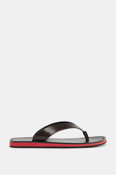 Zaras PLANA SANDALER AV SKINN - Flerfärgad