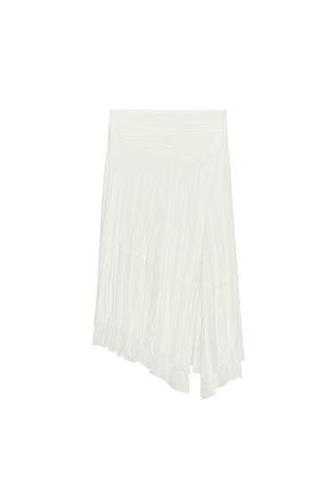 GONNA ASIMMETRICA IN TESSUTO MISTO LINO - Écru di Zara