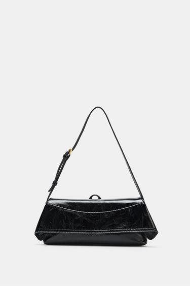 SAC EN CUIR À RABAT - Noir de Zara