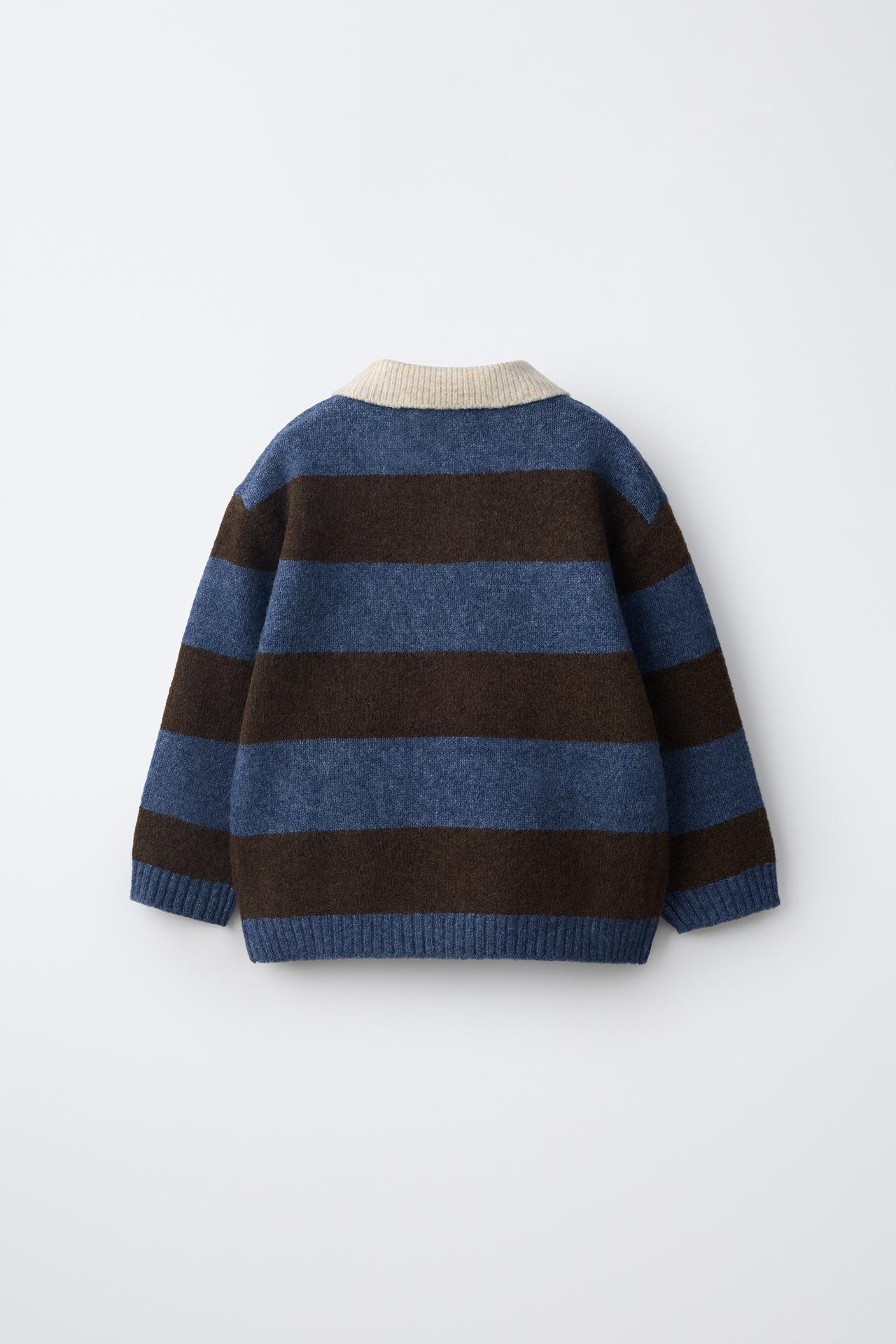 SOFT TOUCH STRIPED KNIT POLO — Brown-Blue