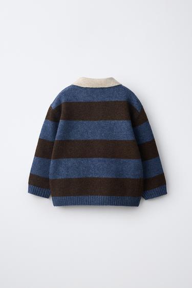 SOFT TOUCH STRIPED KNIT POLO — Brown-Blue 2