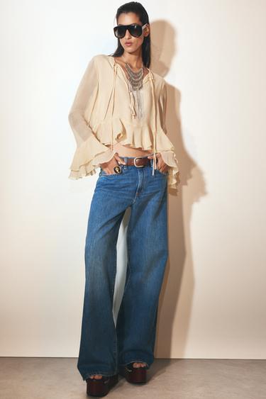 JEANS ZW COLLECTION WIDE LEG TIRO BAJO - Azul de Zara