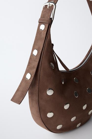 SAC PORTÉ ÉPAULE À CLOUS - Marron de Zara - Image 3