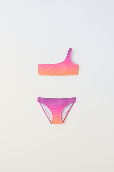 AGES 6-14 / TIE-DYE ASYMMETRIC BIKINI - Mauve by Zara - Image 0