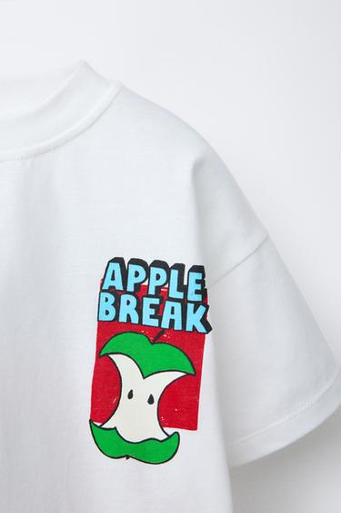 APPLE PRINT T-SHIRT - Oyster-white by Zara - Image 2