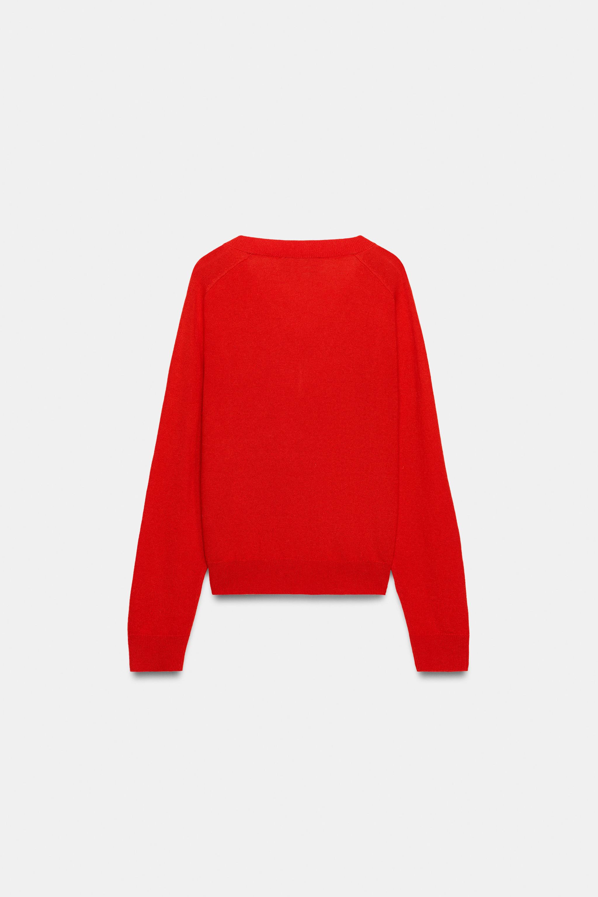 ウール製Vネックセーター - レッド/コーラル | ZARA Japan / 日本