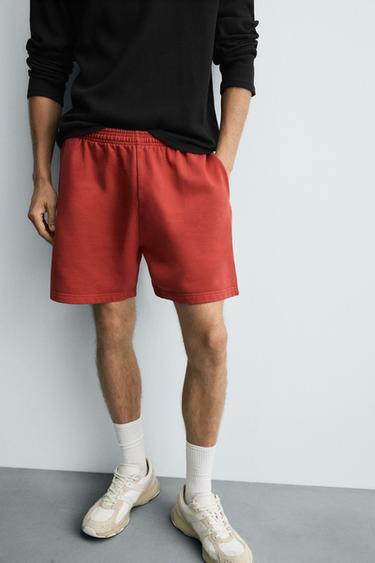 WASHED JOGGER BERMUDA SHORTS - Red by Zara - Image 4