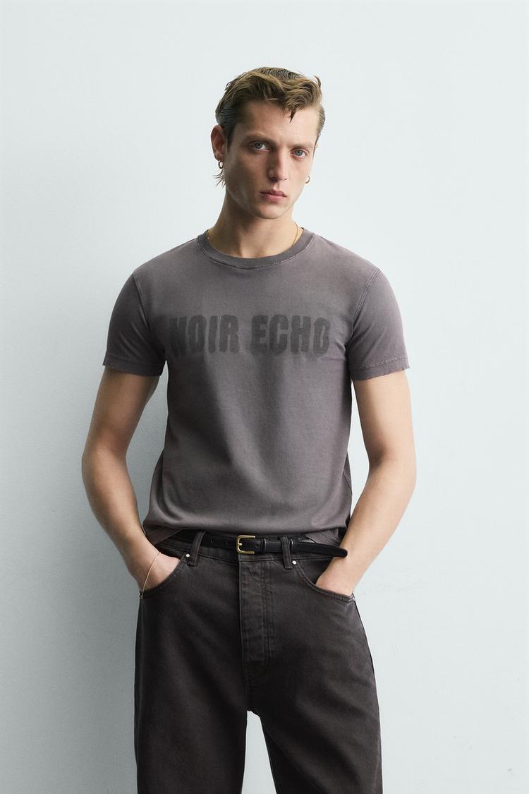 ZARA WASHED SLOGAN T-SHIRT