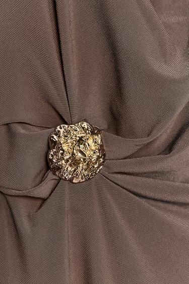 DRAPED DRESS WITH HARDWARE - Brown by Zara - Image 7